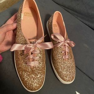 Keds x kate spade new york Glitter Dipped Satin Lace Sneakers